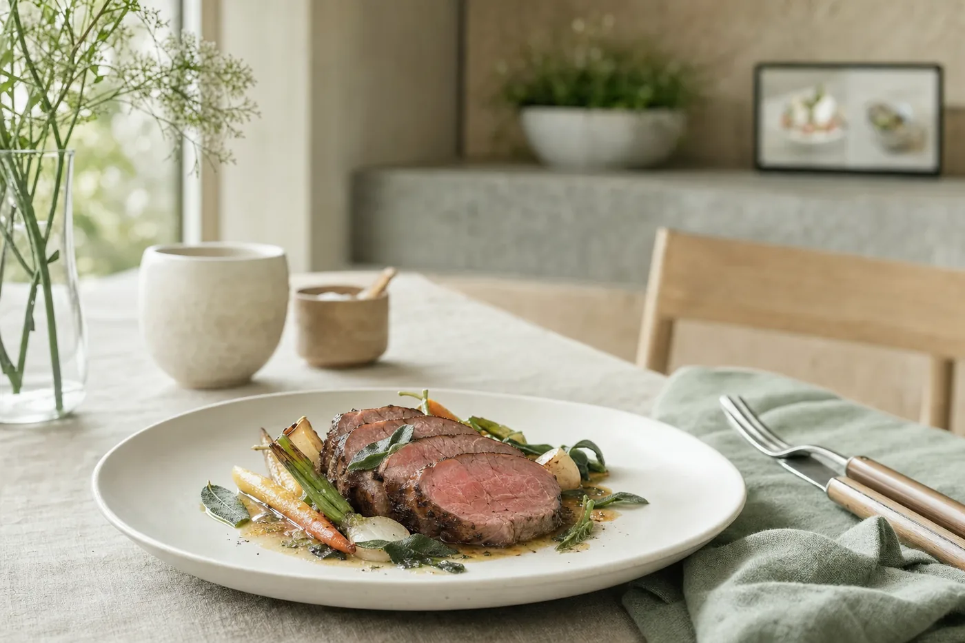 Rindsfilet mit Salbei-Jus und Wurzelgemüse