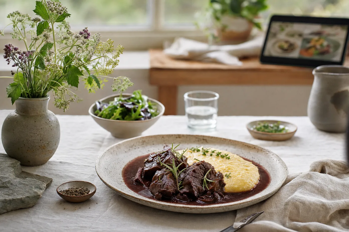 Brasato al Merlot mit Tessiner Polenta