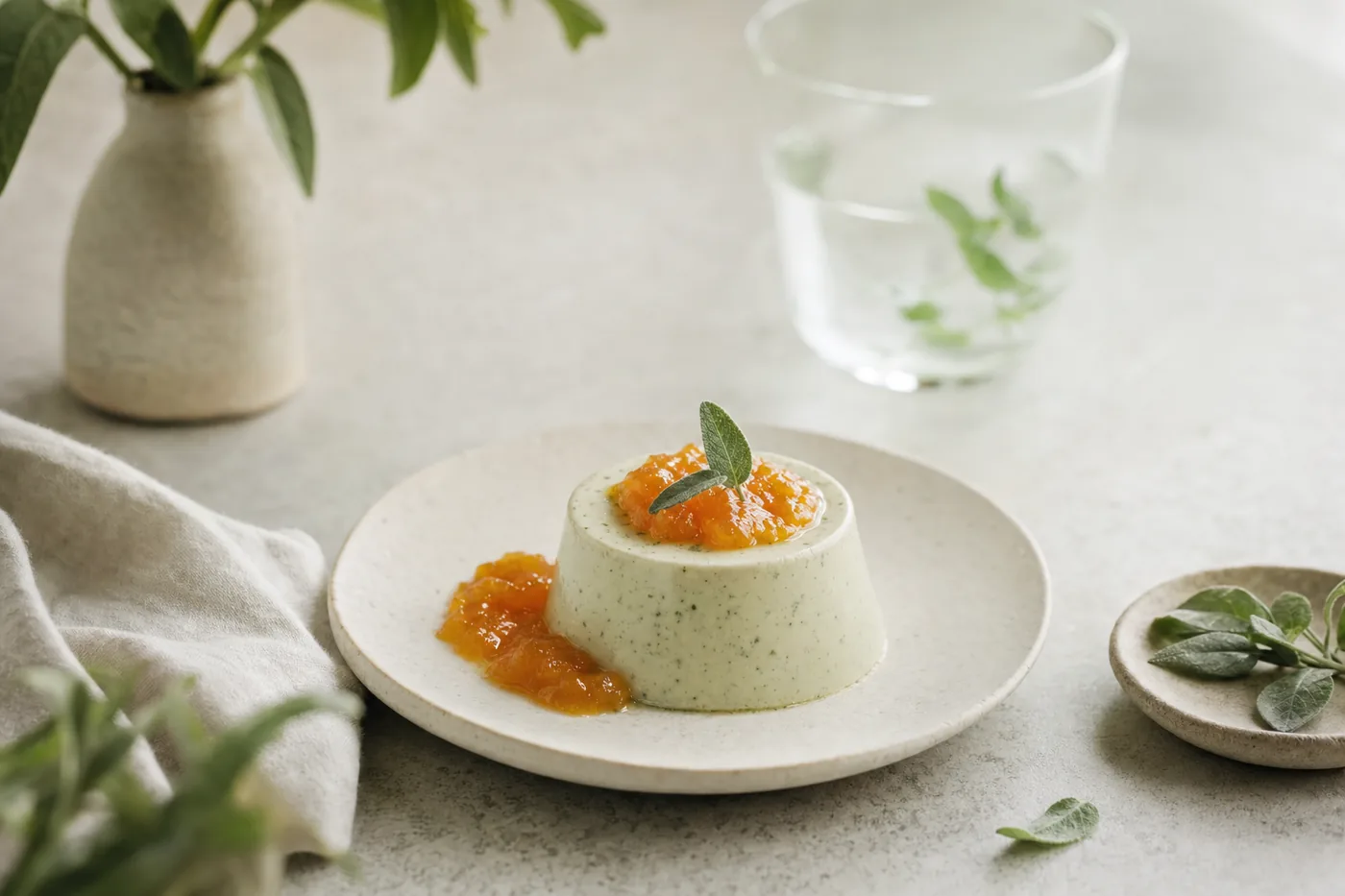 Salbei-Panna-cotta mit Aprikose